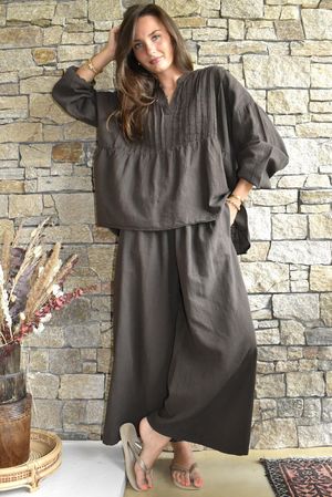 Frame Cotton Classic Pin Tuck Smock Chocolate